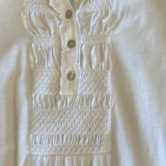 J. Jill Cream/Ivory White Henley Top Smocked Bib Accent Sz SP #347K - Picture 6 of 9